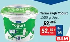 DOST YARIM YAĞLI YOĞURT 1500 G